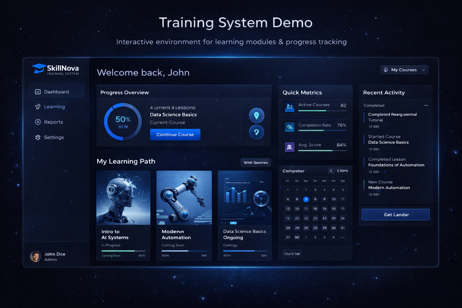 Training and Learning Platform Screenshot